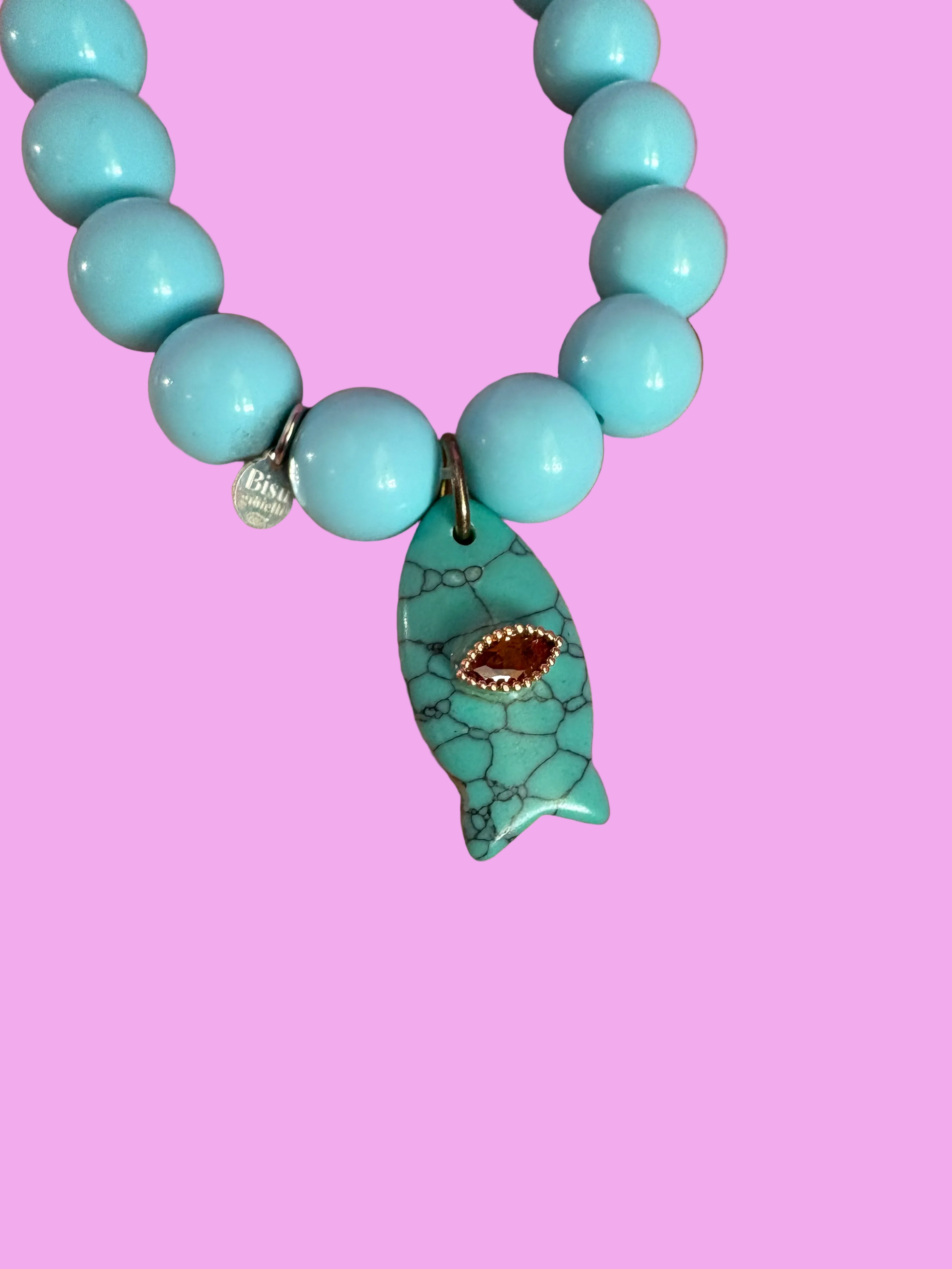 Bracciale Bisette - JAIPUR  OCEANO   turchese  con charm pesciolino turchese