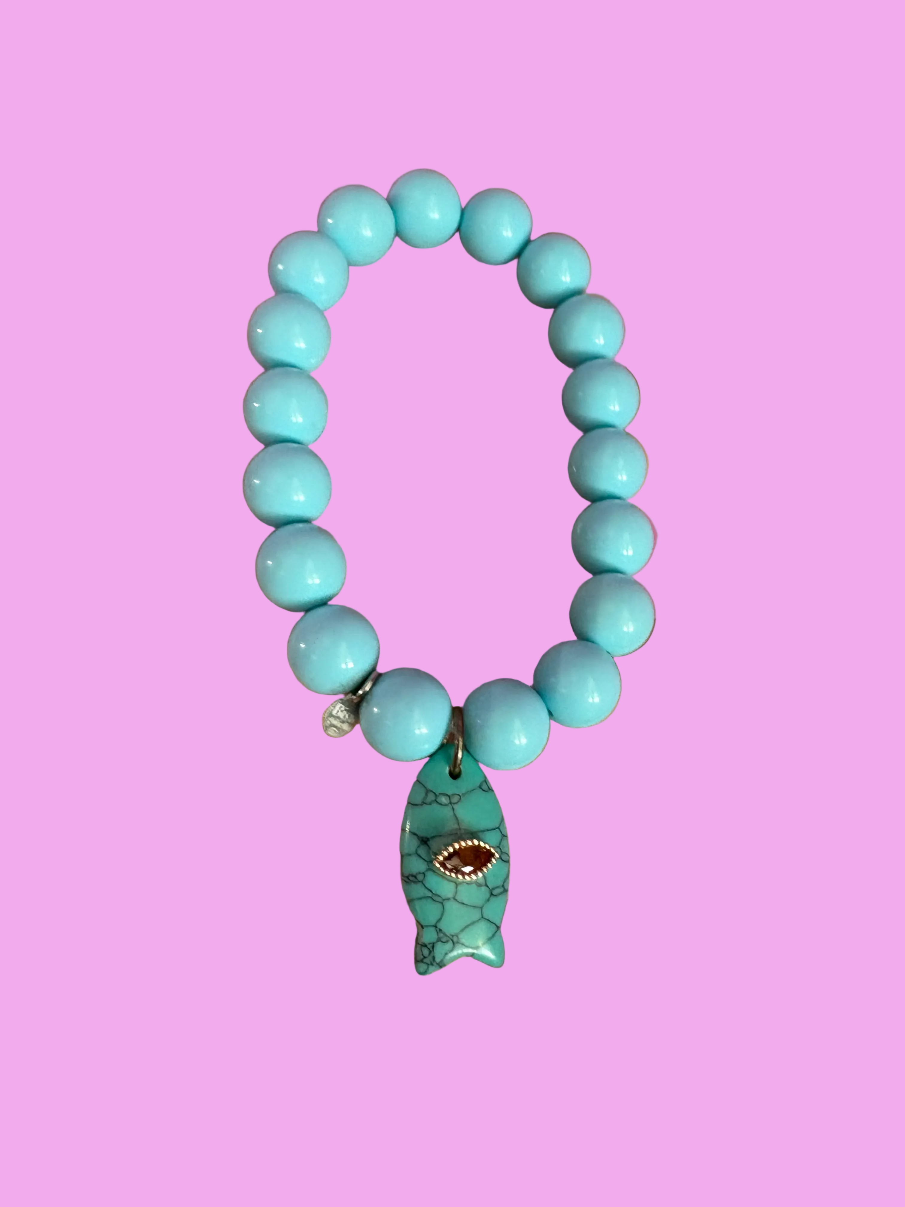 Bracciale Bisette - JAIPUR  OCEANO   turchese  con charm pesciolino turchese