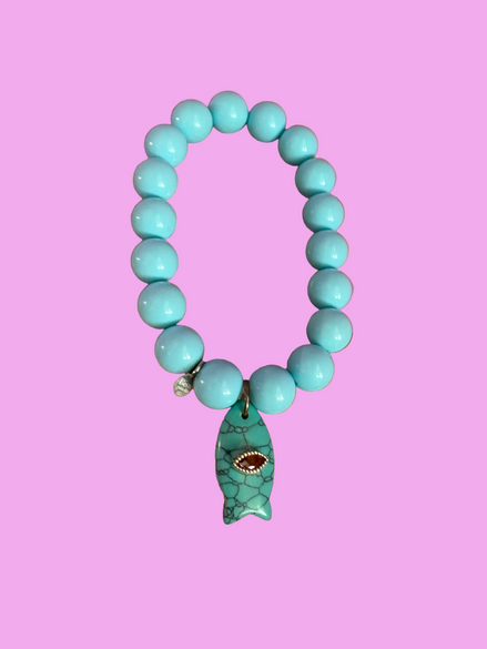 Bracciale Bisette - JAIPUR  OCEANO   turchese  con charm pesciolino turchese