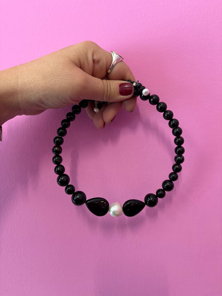 INCANTEVOLE -  Chocker flessibile onice con perla barocca