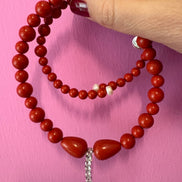 INCANTEVOLE -  MEDITERRANEA Chocker flessibile corallo rosso con tennis argento