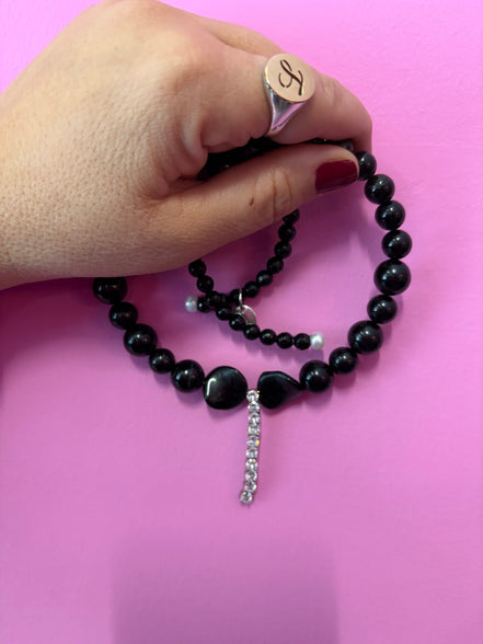 INCANTEVOLE -  Chocker flessibile    in onice con tennis argento