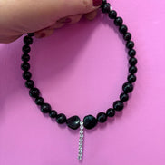 INCANTEVOLE -  Chocker flessibile    in onice con tennis argento