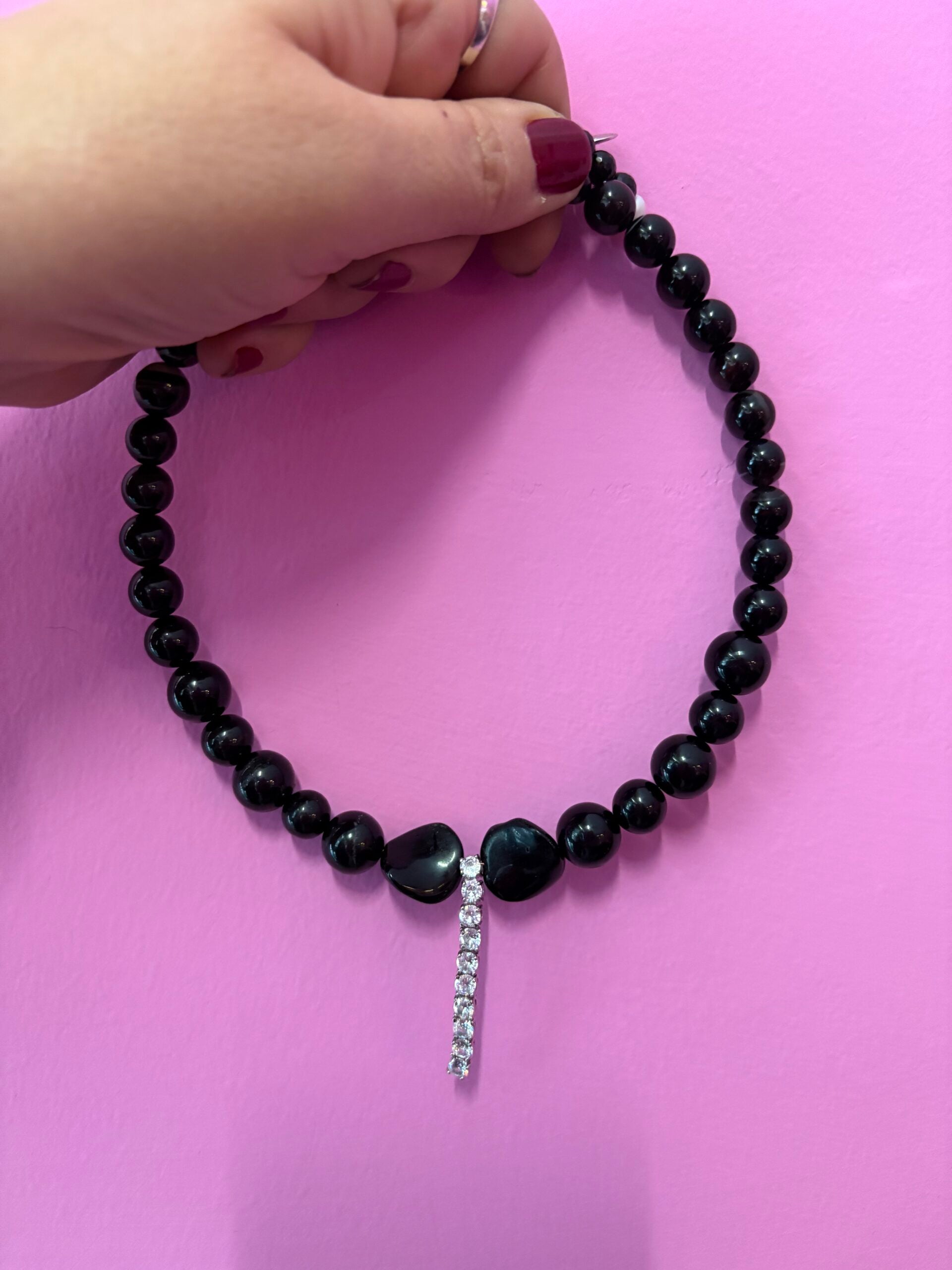 INCANTEVOLE -  Chocker flessibile    in onice con tennis argento