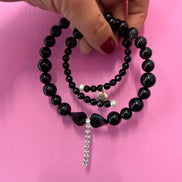 INCANTEVOLE -  Chocker flessibile    in onice con tennis argento
