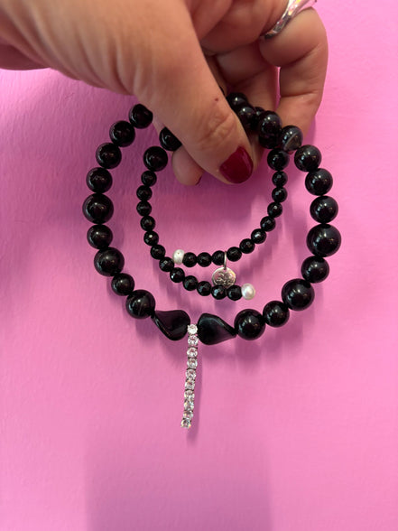 INCANTEVOLE -  Chocker flessibile    in onice con tennis argento