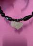 INCANTEVOLE  Chocker flessibile  in onice con cuore argento  pavé zirconi