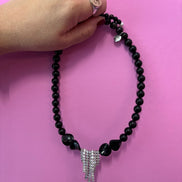 INCANTEVOLE -  Chocker  flessibile      in onice con     Cascata di tennis  argento.