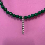 INCANTEVOLE -  Chocker flessibile   in agata verde con tennis argento