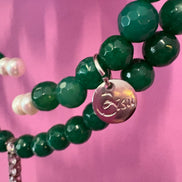 INCANTEVOLE -  Chocker flessibile   in agata verde con tennis argento
