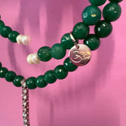 INCANTEVOLE -  Chocker flessibile   in agata verde con tennis argento