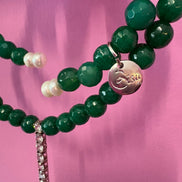 INCANTEVOLE -  Chocker flessibile   in agata verde con tennis argento