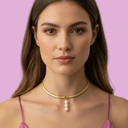 Collier Slim Tubogas con 3 perle round