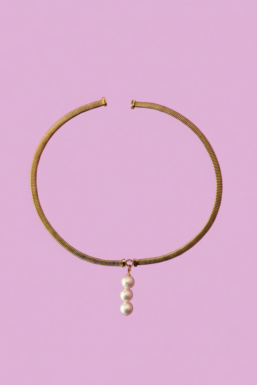Collier Slim Tubogas con 3 perle round