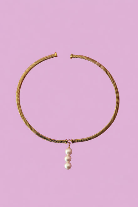 Collier Slim Tubogas con 3 perle round