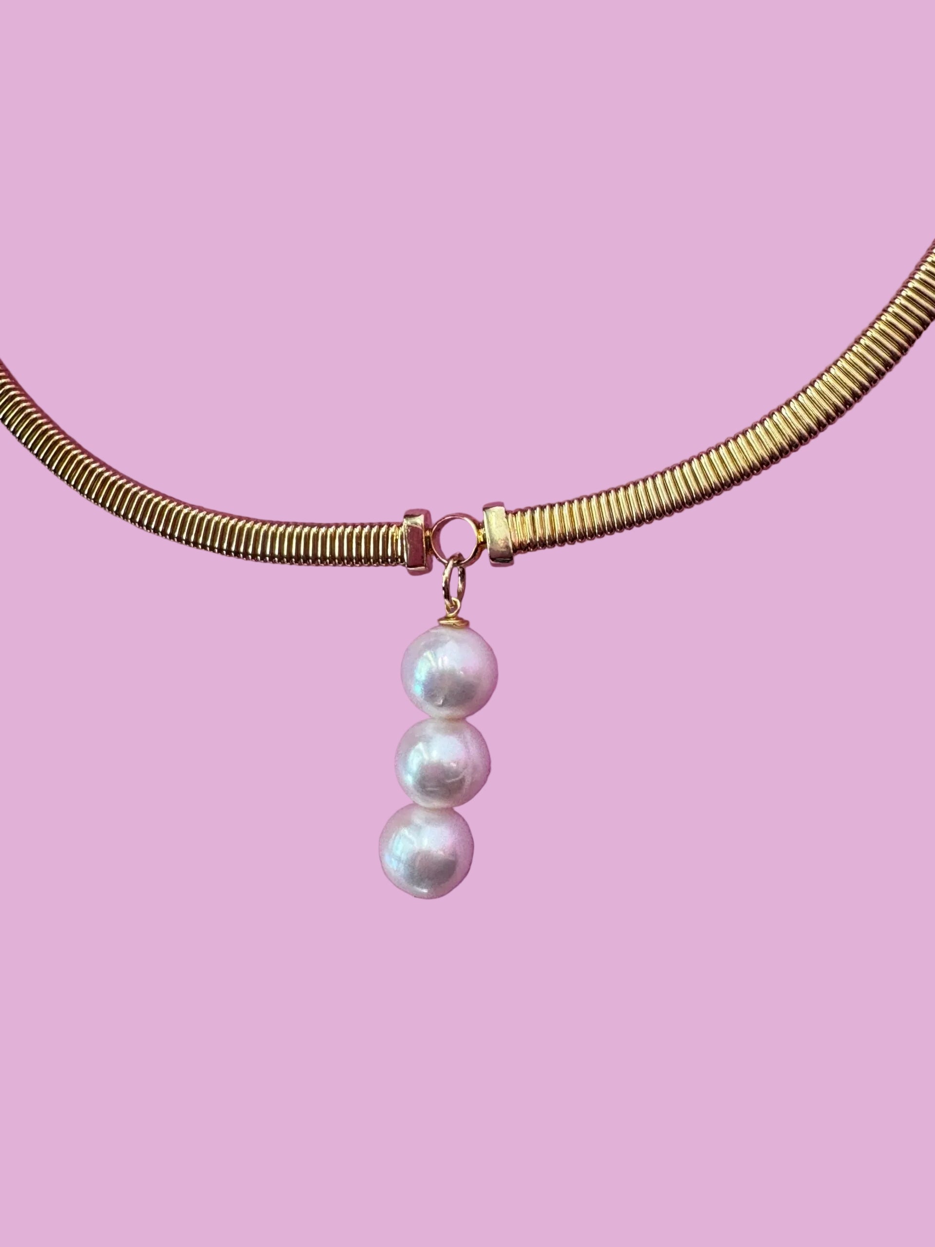 Collier Slim Tubogas con 3 perle round