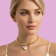 Collana Slim Tubogas argento 925 con perla barocca