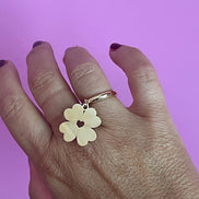 Anello CHANCE - quadrifoglio medio con cuore traforato