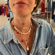 Collezione mediterranea - Collana perla coltivata barocca e corallo naturale