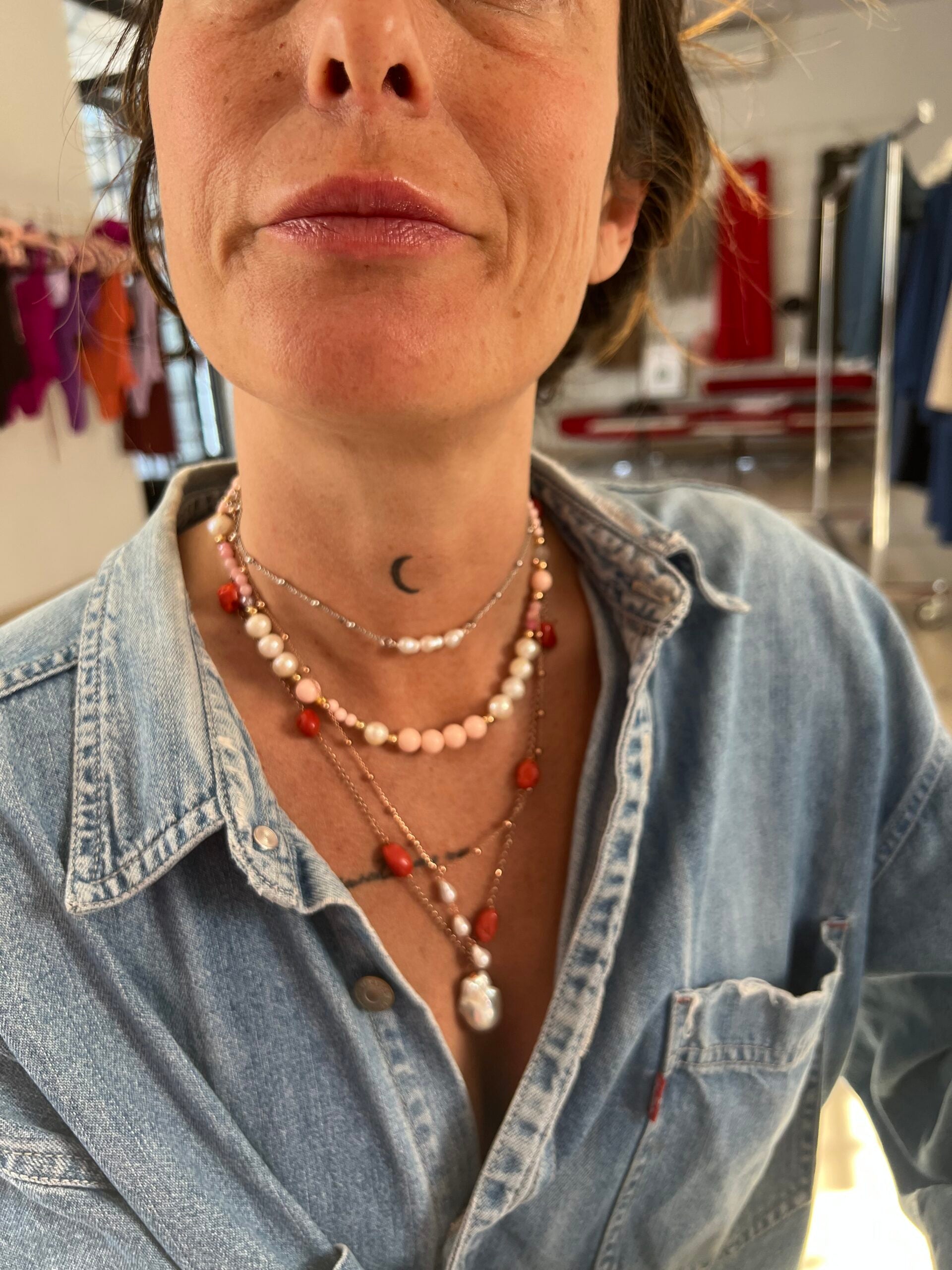 Collezione mediterranea - Collana perla coltivata barocca e corallo naturale