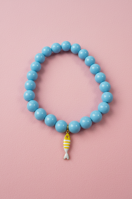 Bracciale Bisette - JAIPUR  OCEANO   turchese  con charm pesciolino a righe