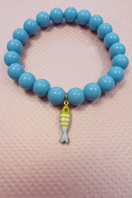 Bracciale Bisette - JAIPUR  OCEANO   turchese  con charm pesciolino a righe