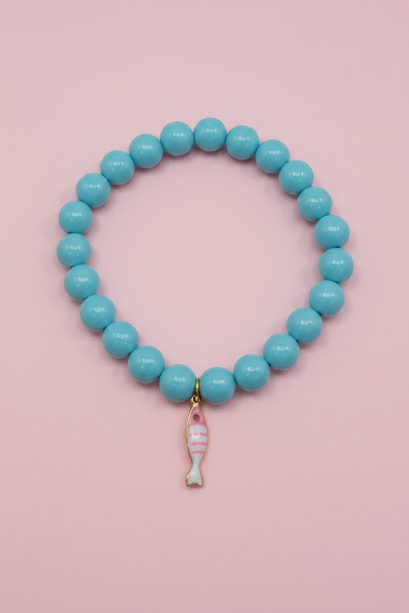 Bracciale Bisette - JAIPUR  OCEANO   turchese  con charm pesciolino a righe