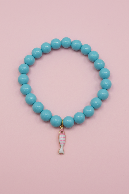 Bracciale Bisette - JAIPUR  OCEANO   turchese  con charm pesciolino a righe