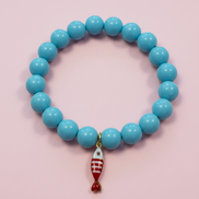 Bracciale Bisette - JAIPUR  OCEANO   turchese  con charm pesciolino a righe