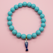 Bracciale Bisette - JAIPUR  OCEANO   turchese  con charm pesciolino a righe
