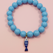 Bracciale Bisette - JAIPUR  OCEANO   turchese  con charm pesciolino a righe
