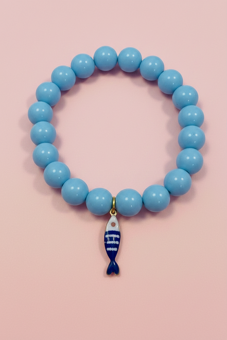 Bracciale Bisette - JAIPUR  OCEANO   turchese  con charm pesciolino a righe