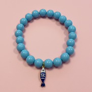 Bracciale Bisette - JAIPUR  OCEANO   turchese  con charm pesciolino a righe