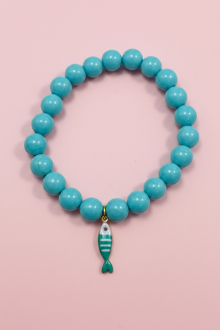 Bracciale Bisette - JAIPUR  OCEANO   turchese  con charm pesciolino a righe