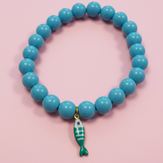 Bracciale Bisette - JAIPUR  OCEANO   turchese  con charm pesciolino a righe