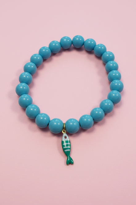 Bracciale Bisette - JAIPUR  OCEANO   turchese  con charm pesciolino a righe