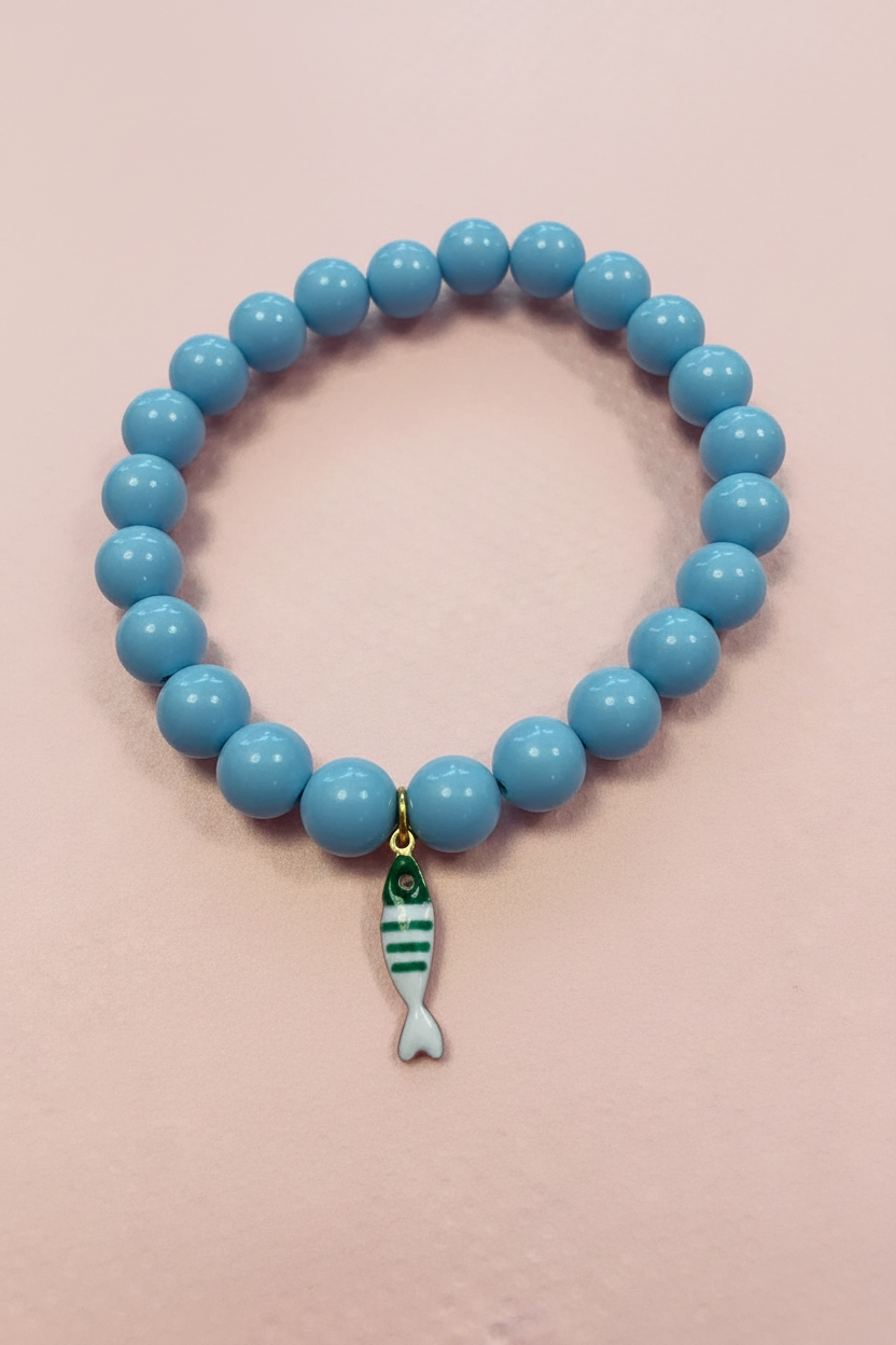 Bracciale Bisette - JAIPUR  OCEANO   turchese  con charm pesciolino a righe
