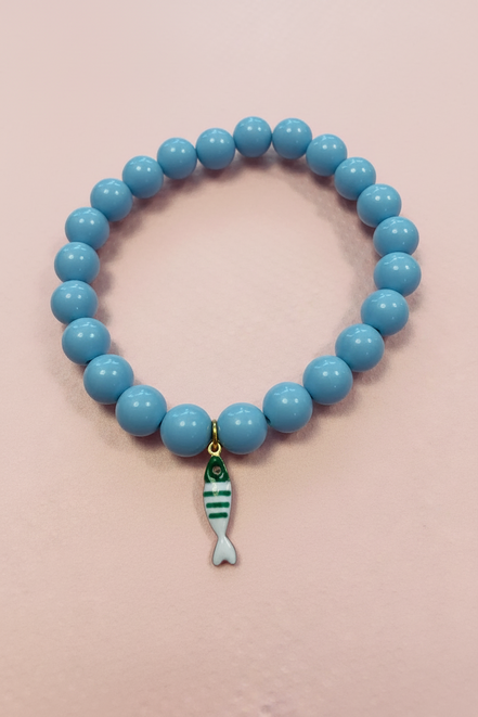 Bracciale Bisette - JAIPUR  OCEANO   turchese  con charm pesciolino a righe