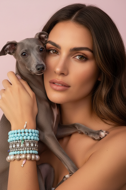 Bracciale Bisette - JAIPUR  OCEANO   turchese  con charm pesciolino a righe
