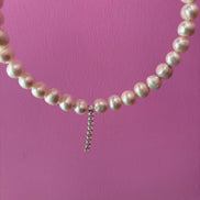 INCANTEVOLE -  Chocker flessibile  perle coltivate  con pendente   tennis argento