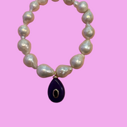 Bracciale Bisette - JAIPUR  OCEANO   Perle coltivate barocche  con charm giada viola