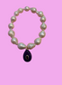Bracciale Bisette - JAIPUR  OCEANO   Perle coltivate barocche  con charm giada viola