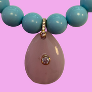 Bracciale Bisette - JAIPUR  OCEANO  turchese con charm quarzo rosa