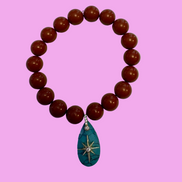 Bracciale Bisette - JAIPUR  OCEANO  corallo rosso  con charm turchese stella