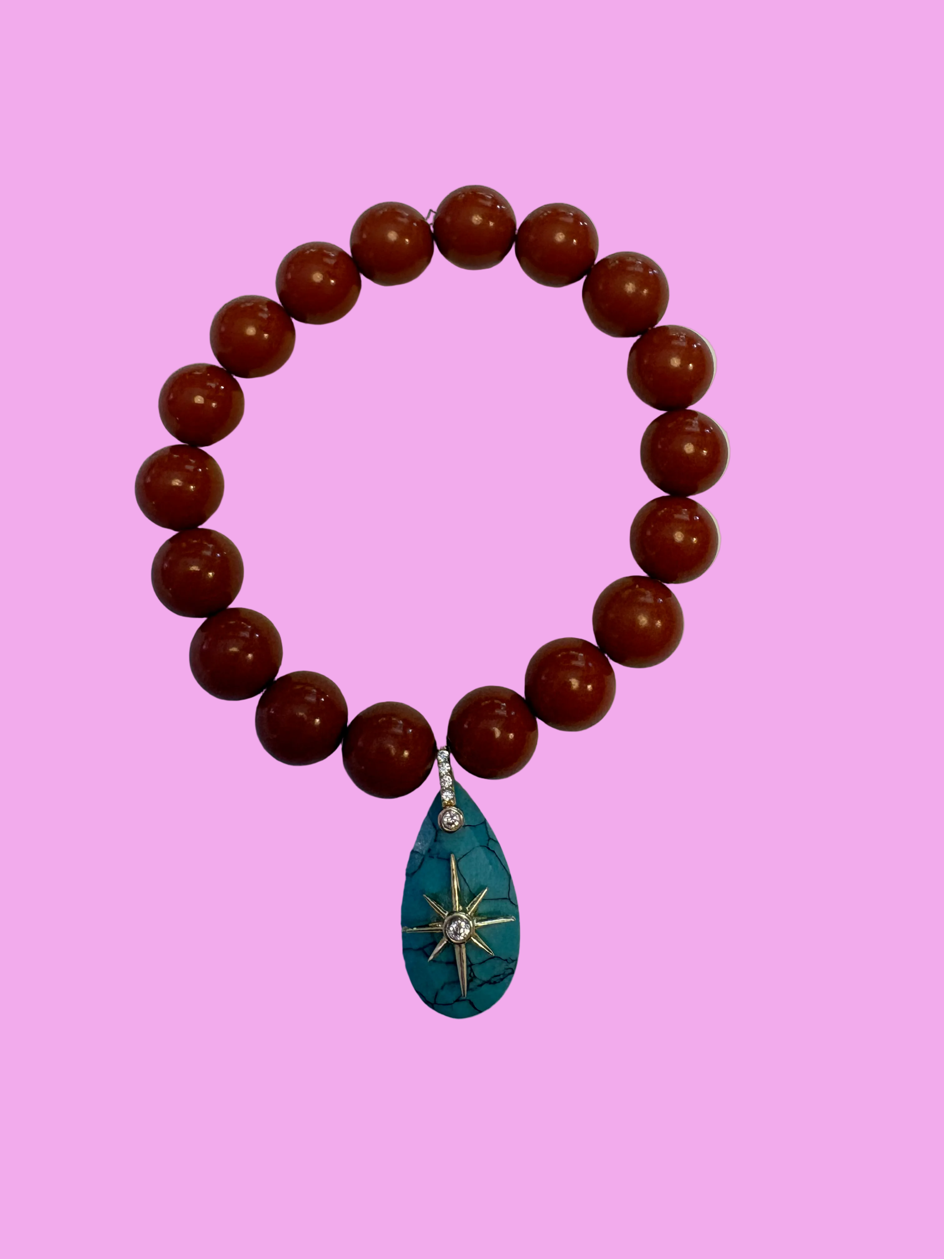 Bracciale Bisette - JAIPUR  OCEANO  corallo rosso  con charm turchese stella