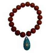 Bracciale Bisette - JAIPUR  OCEANO  corallo rosso  con charm turchese stella
