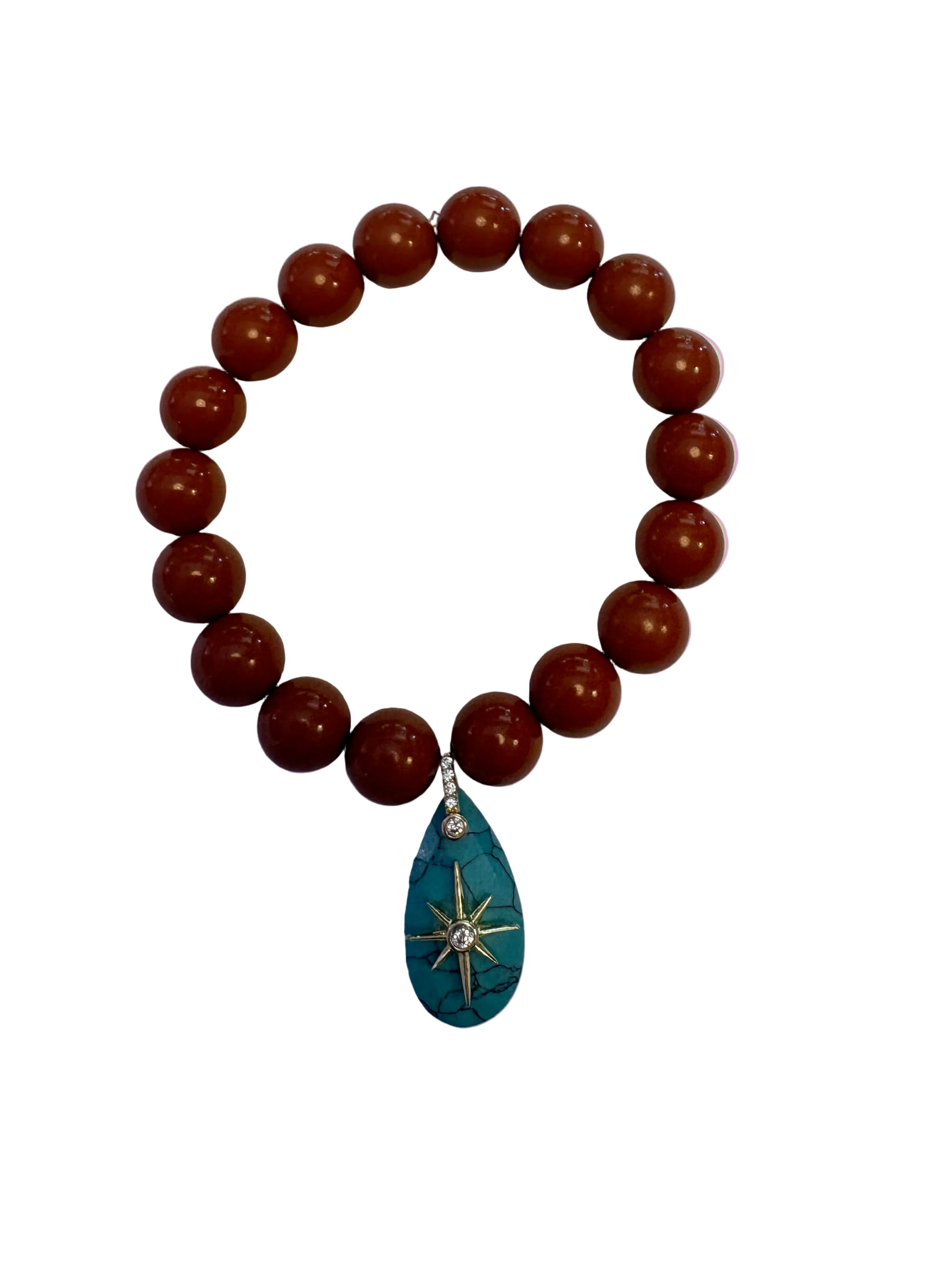 Bracciale Bisette - JAIPUR  OCEANO  corallo rosso  con charm turchese stella