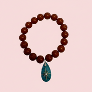 Bracciale Bisette - JAIPUR  OCEANO  corallo rosso  con charm turchese stella