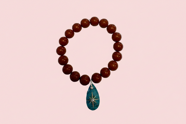Bracciale Bisette - JAIPUR  OCEANO  corallo rosso  con charm turchese stella
