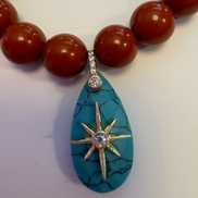Bracciale Bisette - JAIPUR  OCEANO  corallo rosso  con charm turchese stella